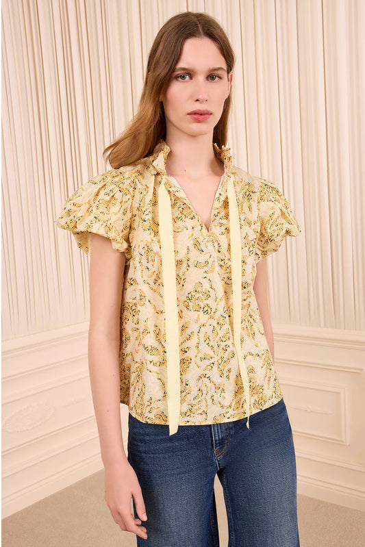 Estela Short Sleeve Cotton Top - Chamomile