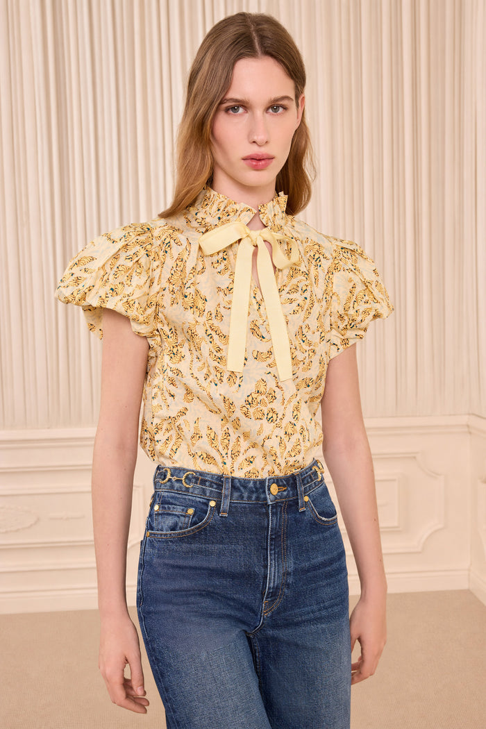 Estela Short Sleeve Cotton Top - Chamomile