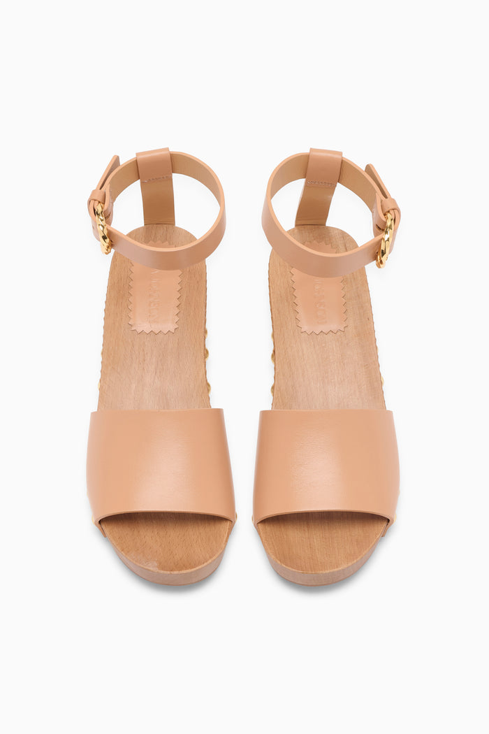Sienna Calfskin Designer Clogs with Twisted Buckle Ankle Strap - Top View | Ulla Johnson