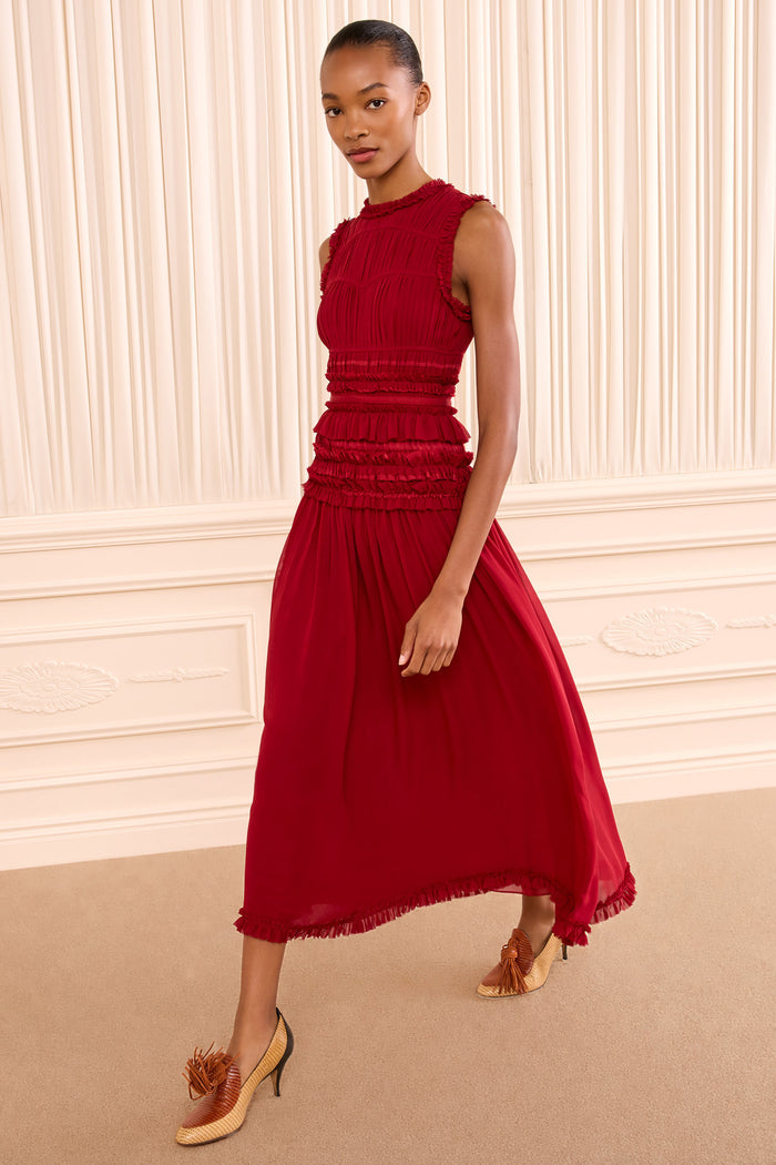 Etta Sleeveless Silk Dress - Cerise