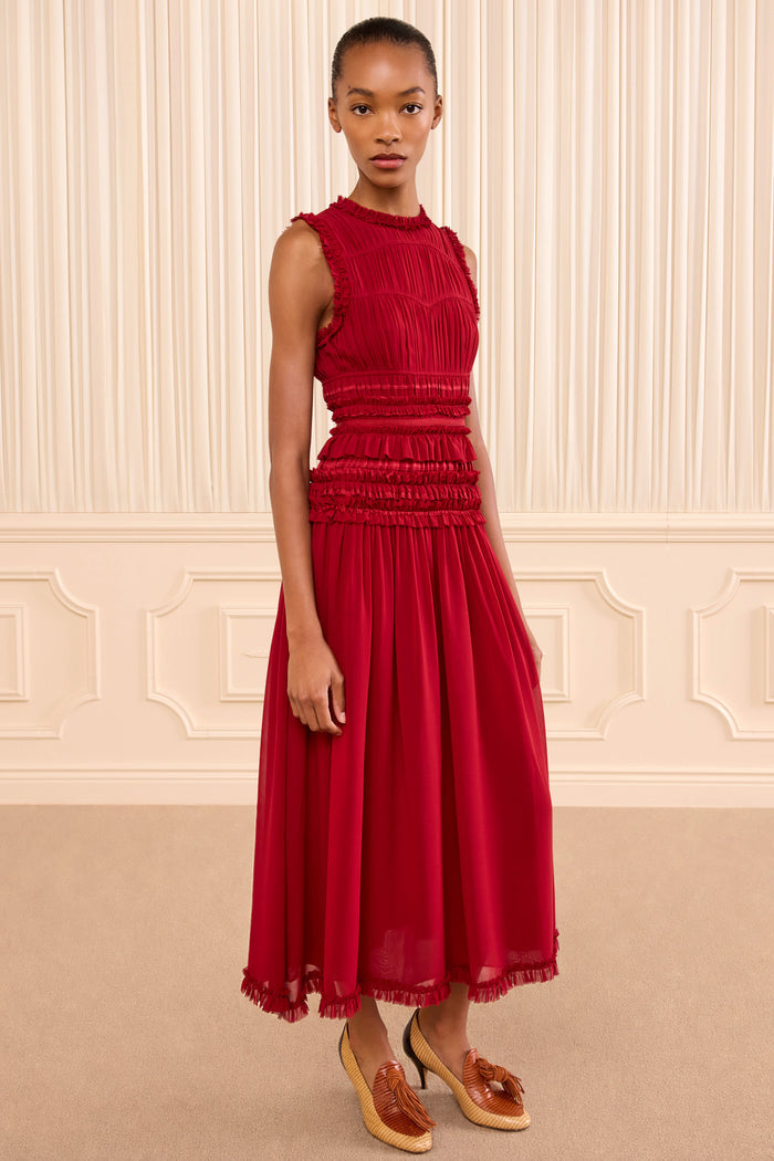 Etta Sleeveless Silk Dress - Cerise