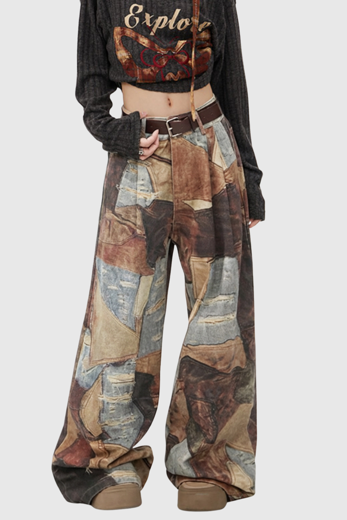 Farshad Asymmetric Print Jeans