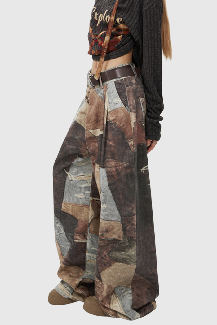 Farshad Asymmetric Print Jeans