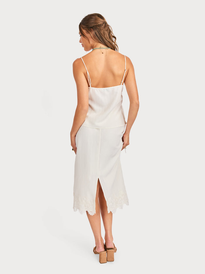 Fawn Lace Hem Midi Skirt