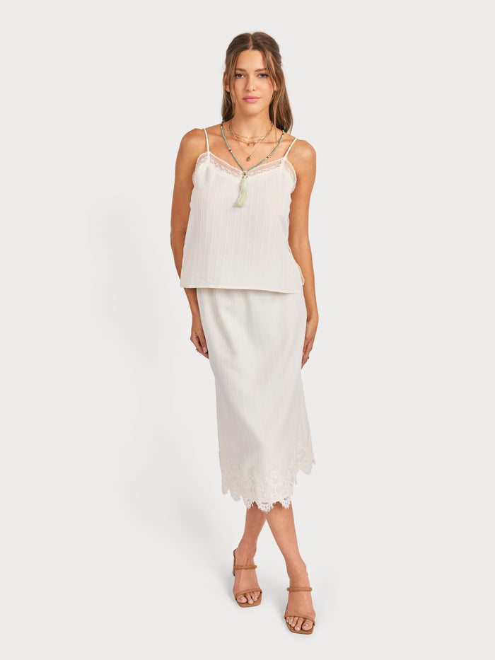 Fawn Lace Hem Midi Skirt