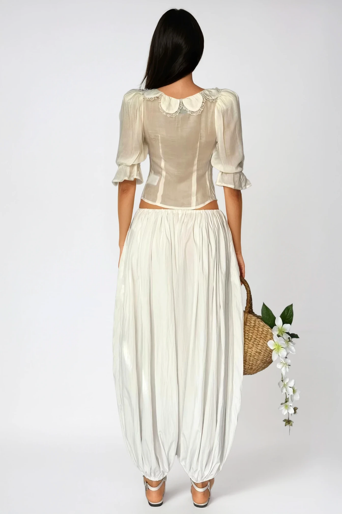 Fayiz Tie Up Lace Pants Set