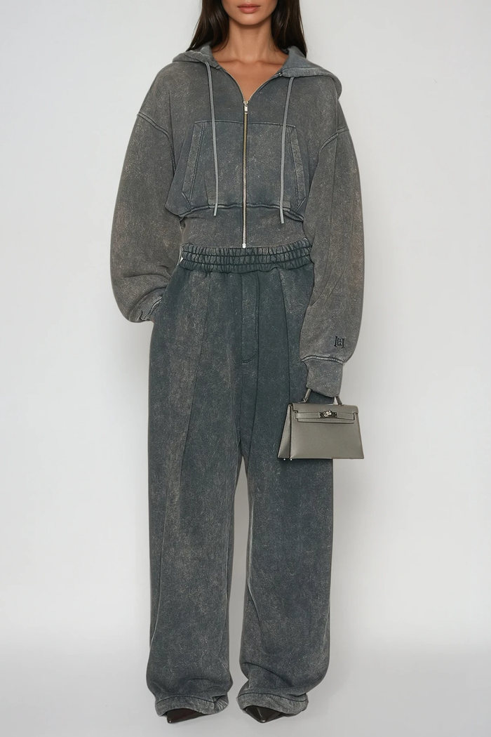 Fayruz Hooded Pants Set In Grey