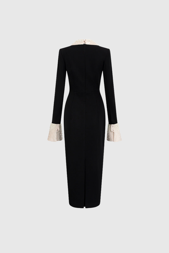 Fazel Lapel Rhinestone Midi Dress