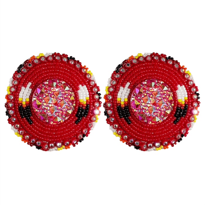Colorful beaded earrings showcasing Indigenous artistry, perfect for adding a unique touch to your style.