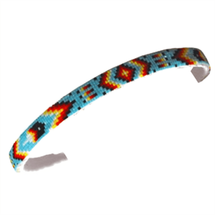 Feathers - Cutglass Headband featuring intricate beadwork in vibrant colors and patterns.