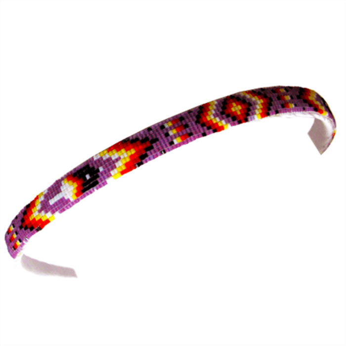 Feathers - Cutglass Headband adorned with colorful beadwork, showcasing elegance and Indigenous craftsmanship.