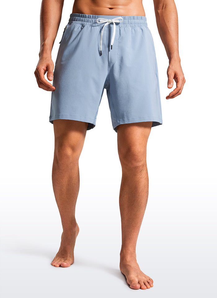CRZ YOGA Men's Swim Trunks 7'' Mesh Lining with Zipper Pockets The Breeze Blue