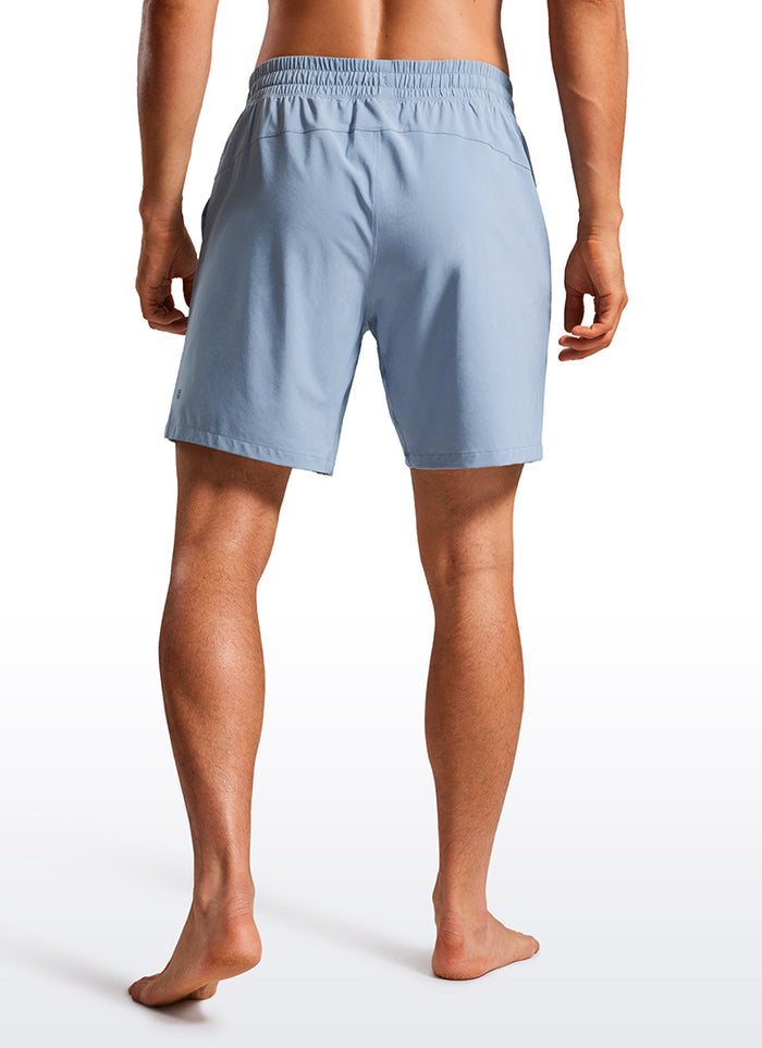 CRZ YOGA Men's Swim Trunks 7'' Mesh Lining with Zipper Pockets The Breeze Blue