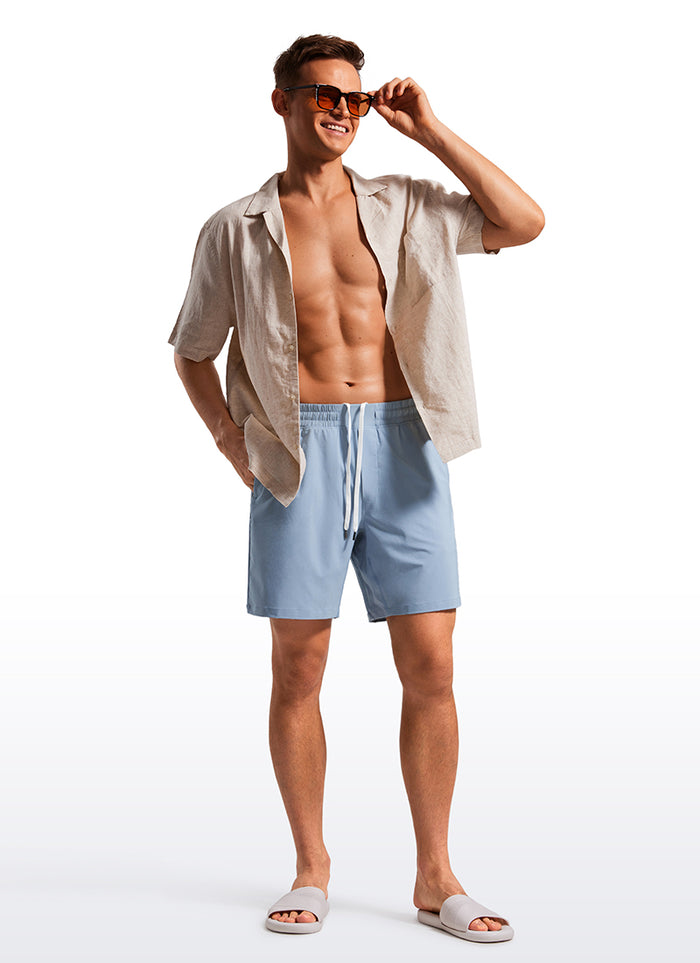 CRZ YOGA Men's Swim Trunks 7'' Mesh Lining with Zipper Pockets The Breeze Blue