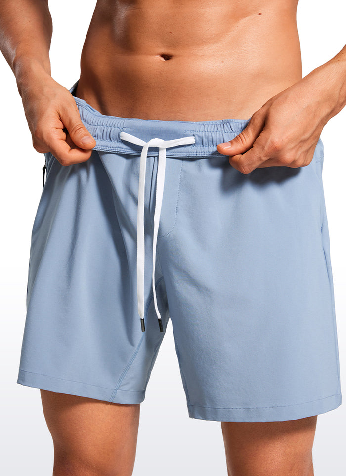 CRZ YOGA Men's Swim Trunks 7'' Mesh Lining with Zipper Pockets The Breeze Blue