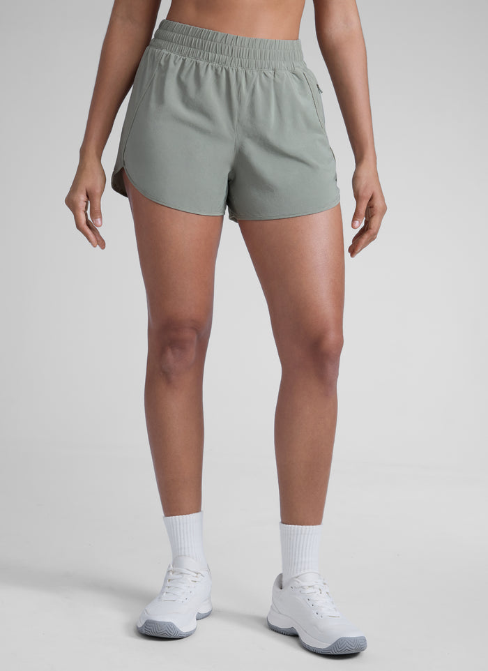 CRZ YOGA Women's Running High Waisted Mesh Lined Shorts 3'' Sterling