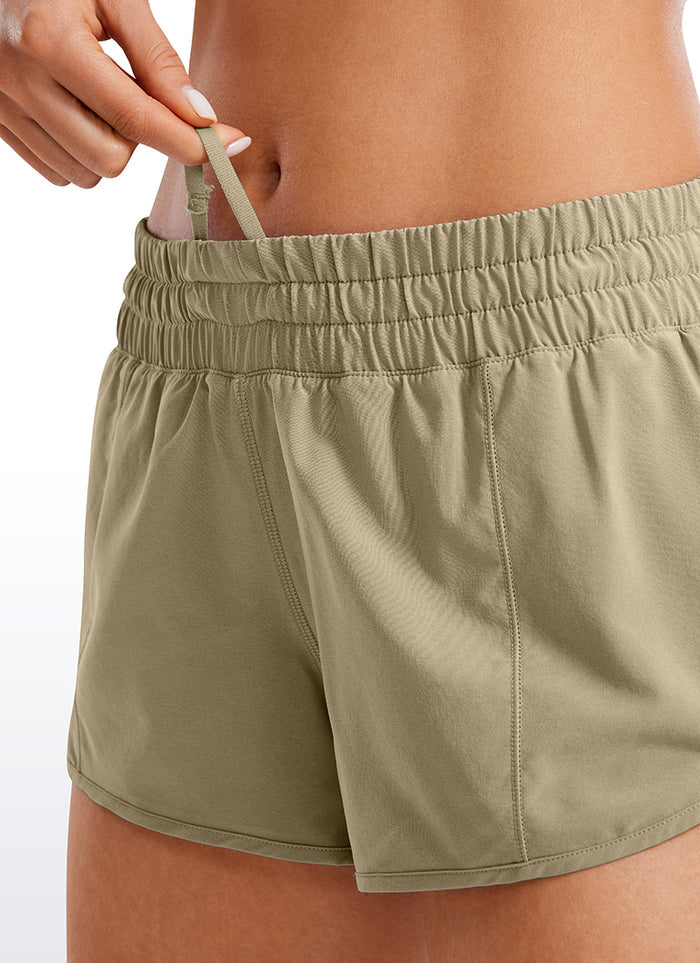 CRZ YOGA Women's Running Feathery-Fit Low Rise Lined Shorts 2.5'' Mountain Olive