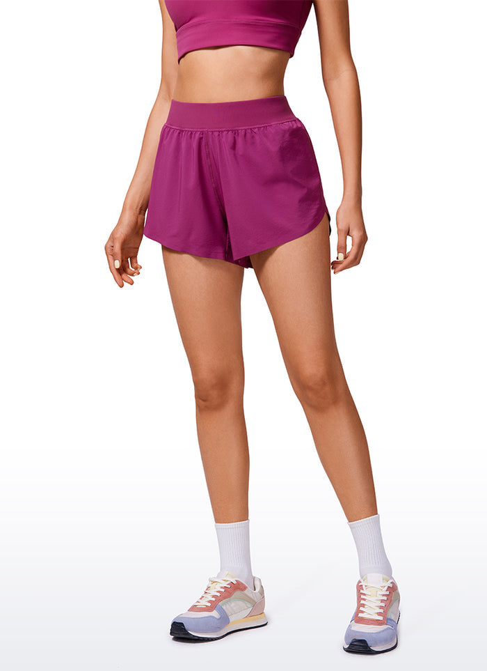 CRZ YOGA Women's Running High Waisted Mesh Lined Shorts Workout Shorts Magenta Purple