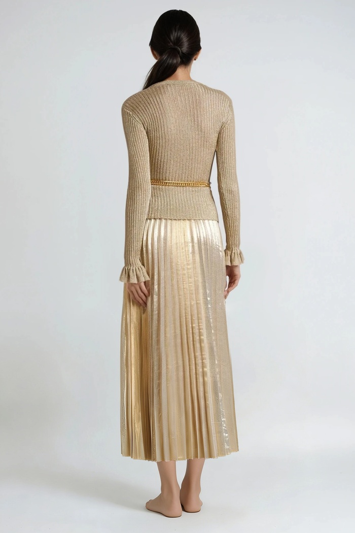 Federico Knit Deconstruct Pleated Maxi Dress