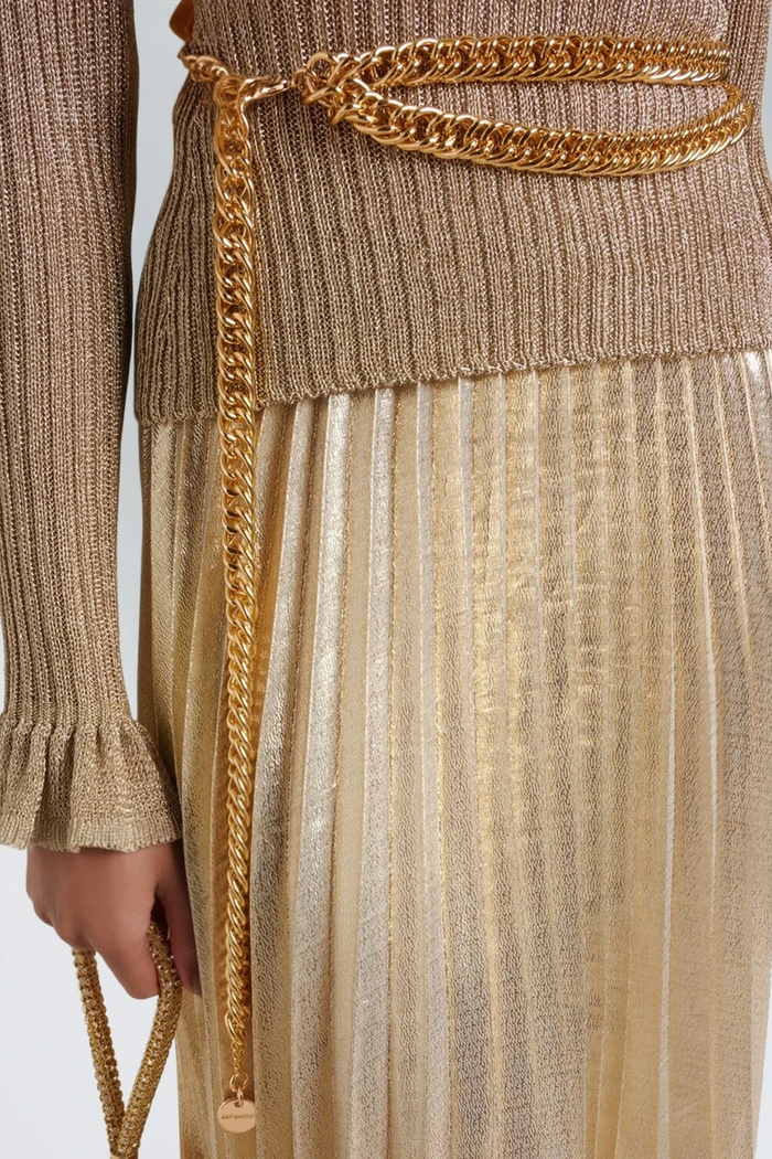 Federico Knit Deconstruct Pleated Maxi Dress