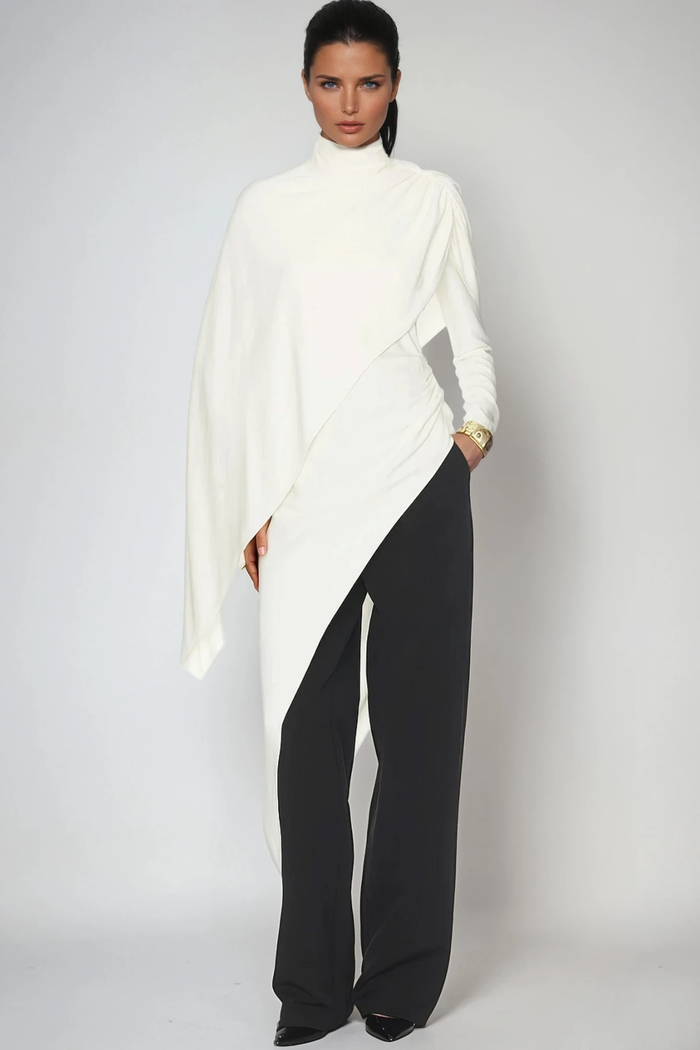Federigo Asymmetric Shawl Top