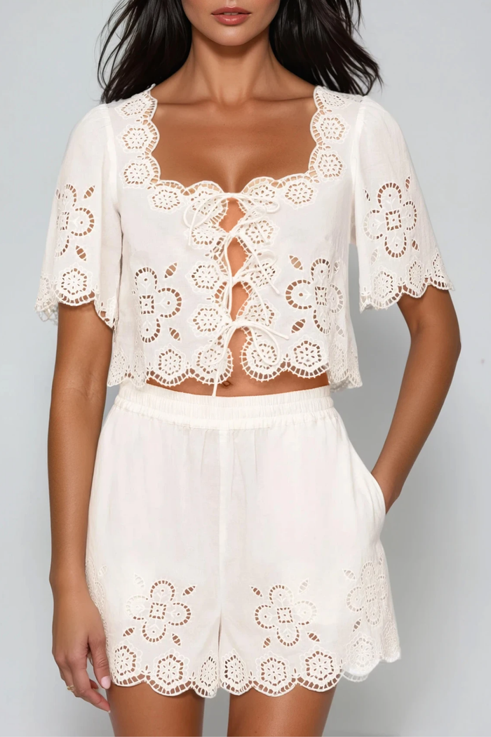 Fedir Floral Cutout Tie Up Pants Set