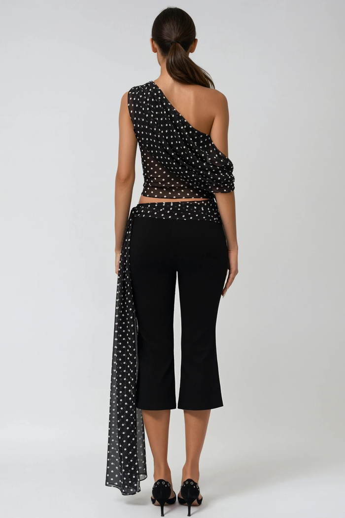 Fedora One Shoulder Dot Pants Set