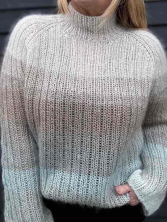 Felicity Blouse solid color (long sleeves), No 4 + silk mohair knitting kit