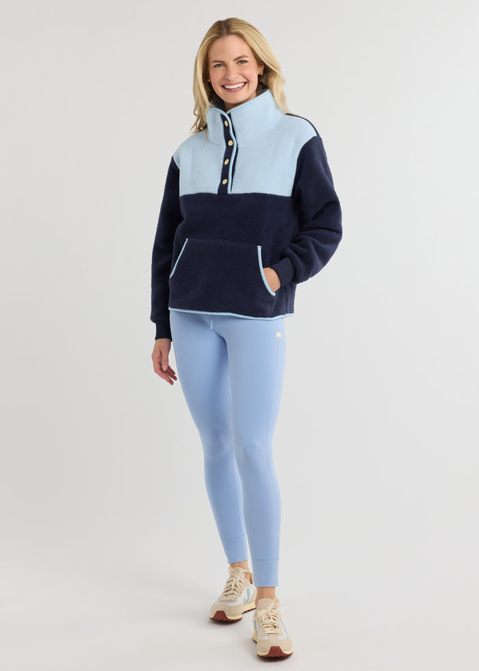 Finlay Pullover in Sherpa Fleece (Navy/Ice Blue)