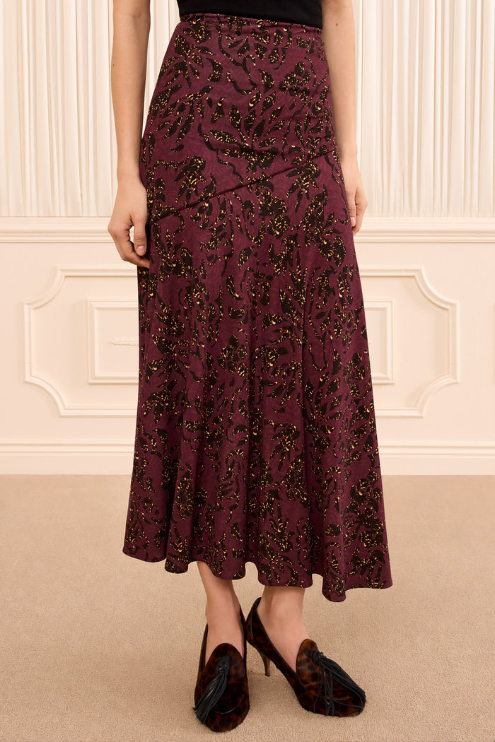 Fiona Jersey Skirt - Claret Floral
