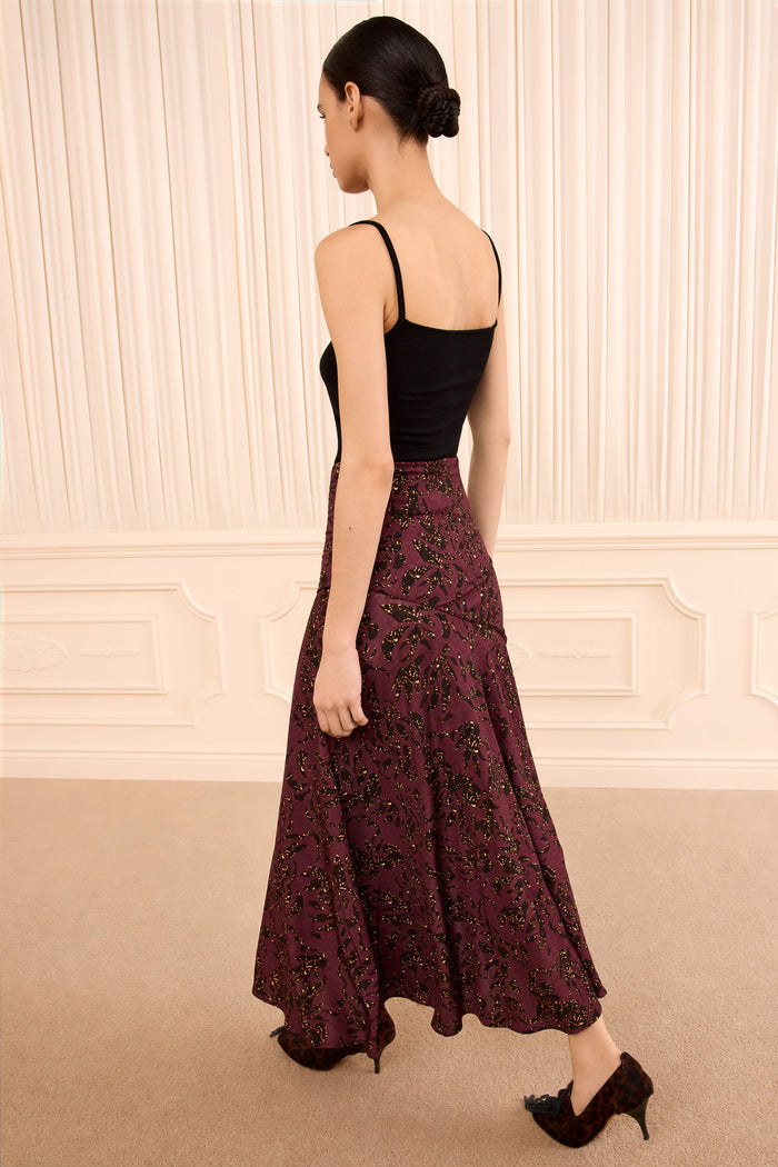 Fiona Jersey Skirt - Claret Floral