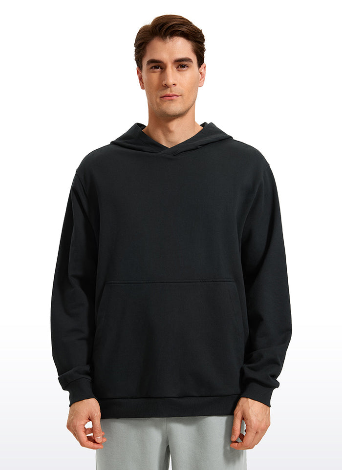 CRZ YOGA Mens Fleece Hoodies Pullover Workout Sweatshirts with Pocket Black