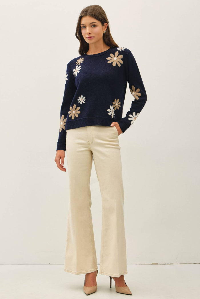 FLORAL ACCENT SWEATER