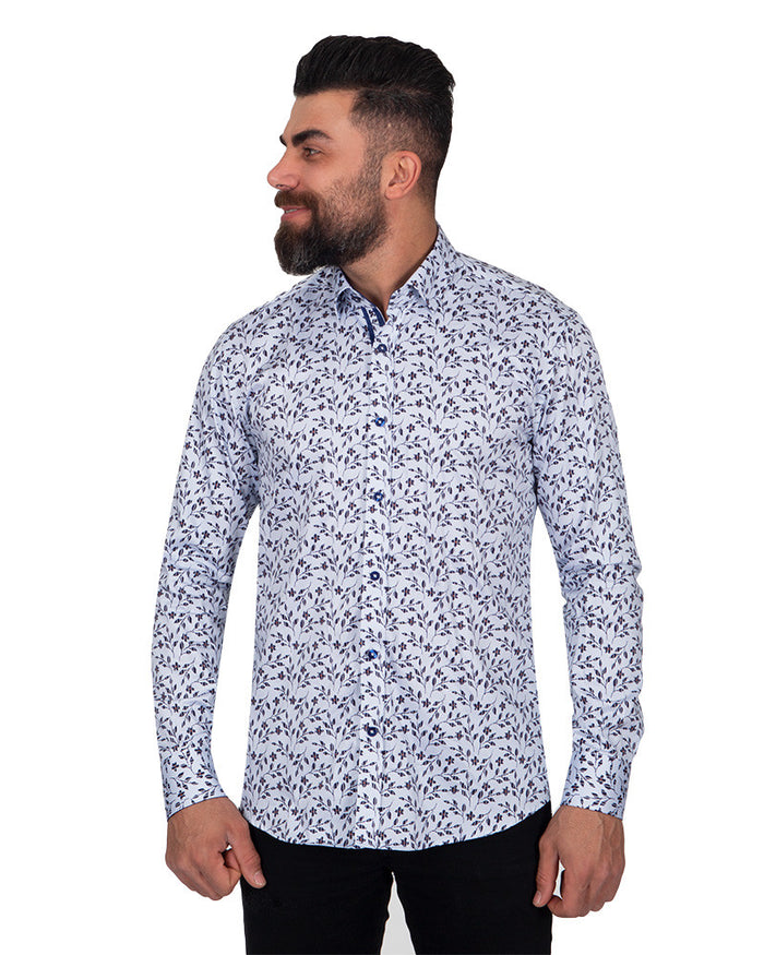 Floral Vine Print Pure Cotton Shirt-Makrom