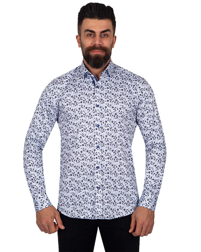 Floral Vine Print Pure Cotton Shirt-Makrom