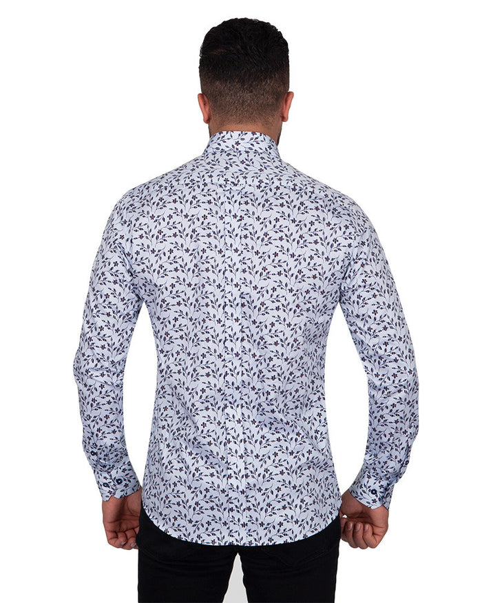 Floral Vine Print Pure Cotton Shirt-Makrom