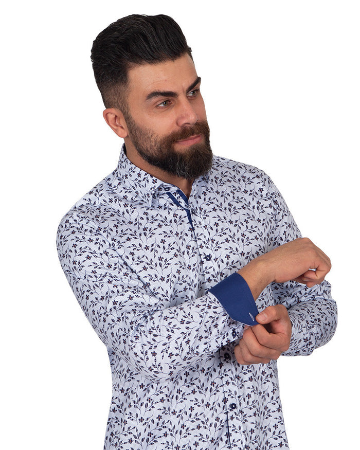 Floral Vine Print Pure Cotton Shirt-Makrom
