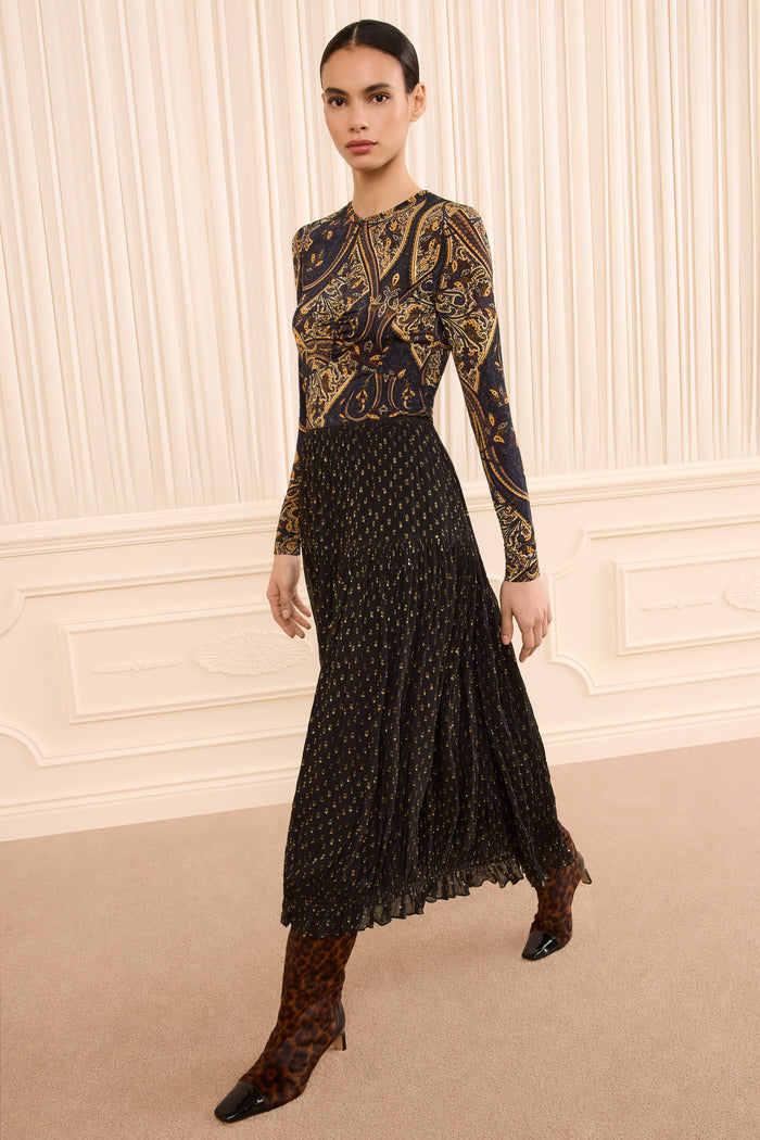 Floret Silk Skirt - Noir