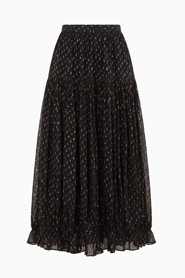 Floret Silk Skirt - Noir