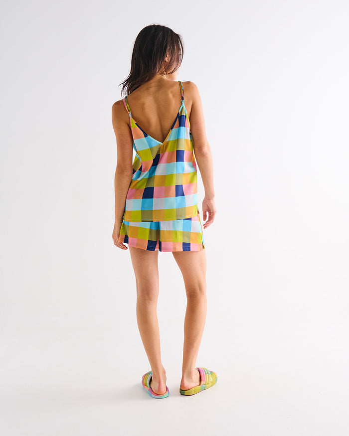 Florida Tartan Adult Eco Satin Shorts & Cami Pyjama Set