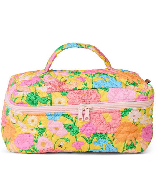 Follow The Sun Yellow Quilted Cotton Toiletry Case