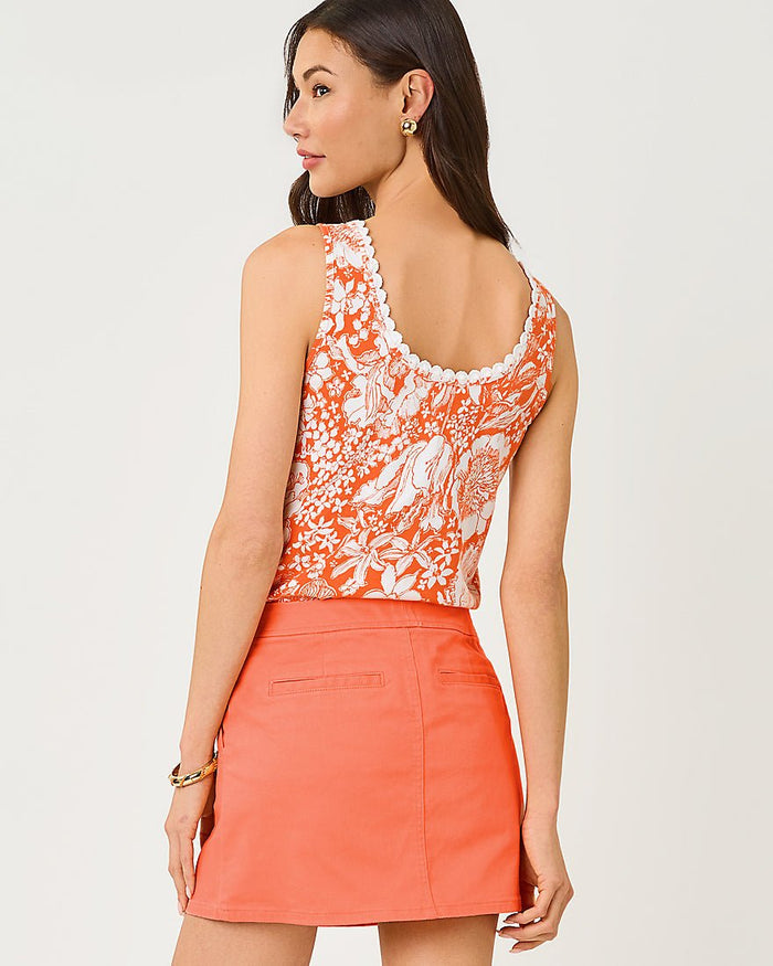 Lilly Pulitzer - Gabbie Crochet Trimmed Knit Top - Sunset Orange Budding Romance