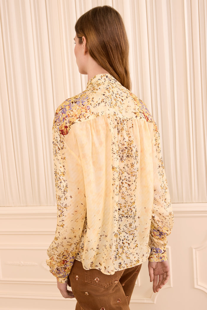 Gesture Long Sleeve Silk Blouse - Forsythia