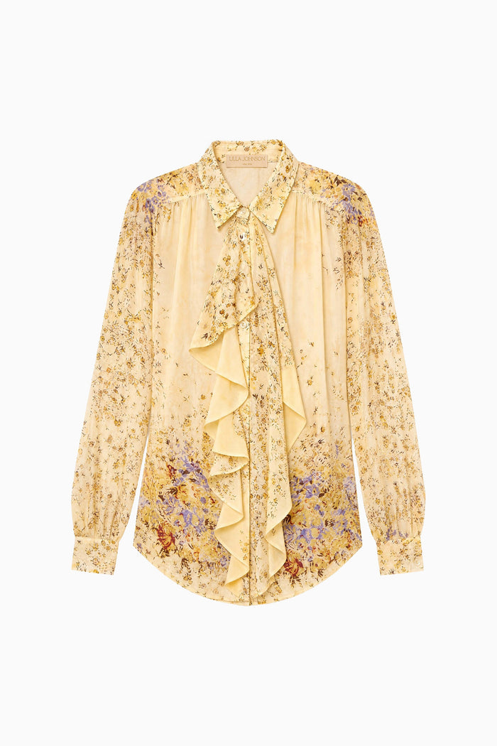 Gesture Long Sleeve Silk Blouse - Forsythia