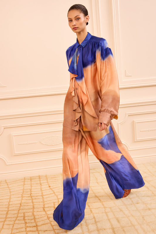 Moontide Silk Ruffle Blouse - Full Length On Model | Ulla Johnson