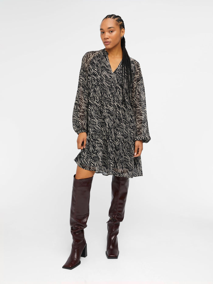 GIA SMOCK DRESS (BLACK/SANDSHELL)