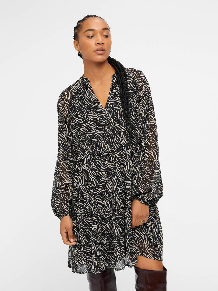 GIA SMOCK DRESS (BLACK/SANDSHELL)