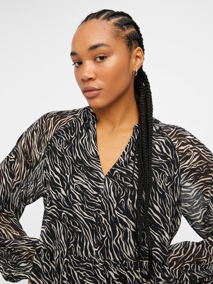 GIA SMOCK DRESS (BLACK/SANDSHELL)