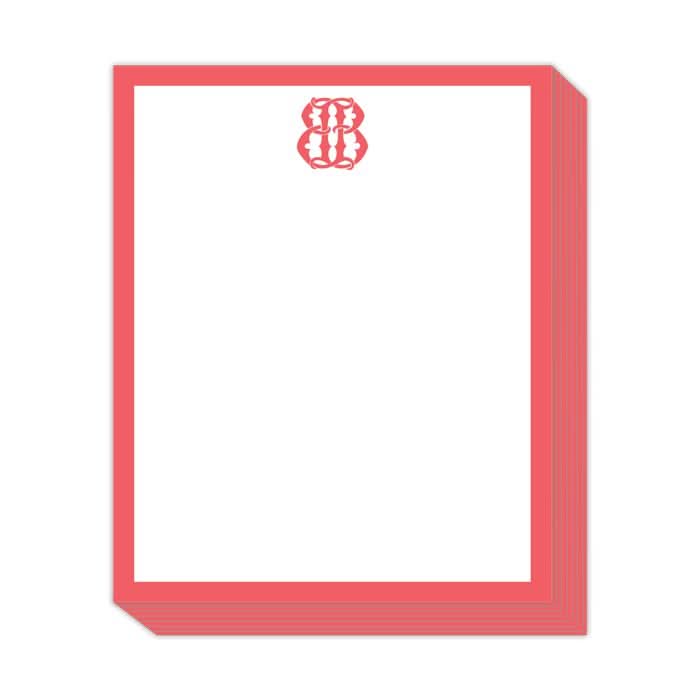 The Gift Bar - Short Stack Pad consists of text weight sheets measuring 5.25 x 6.5 inches, with a red border along the sides and bottom. Each sheet includes a decorative red emblem centered at the top, set against a plain white background.