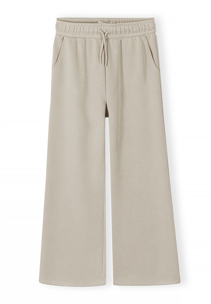 Wide Leg Joggers, Drawstring Waist, Beige - 2
